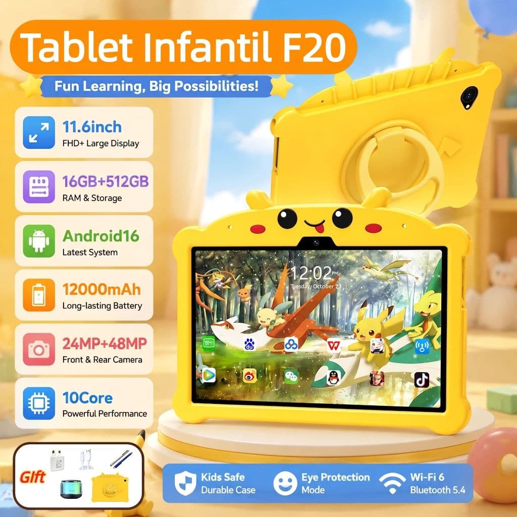 Kids F20 Tablet Android 16 11.6Inch 16GB+512GB Dual Cameras 5G