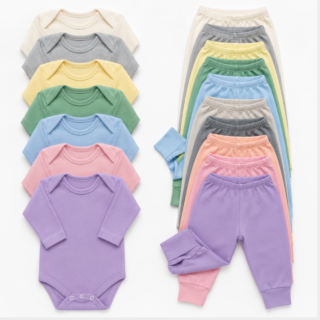 Kit 10 Peças Enxoval Infantil Roupa de Bebê Body Manga Longa e Mijão Vira Pé Menino Menina