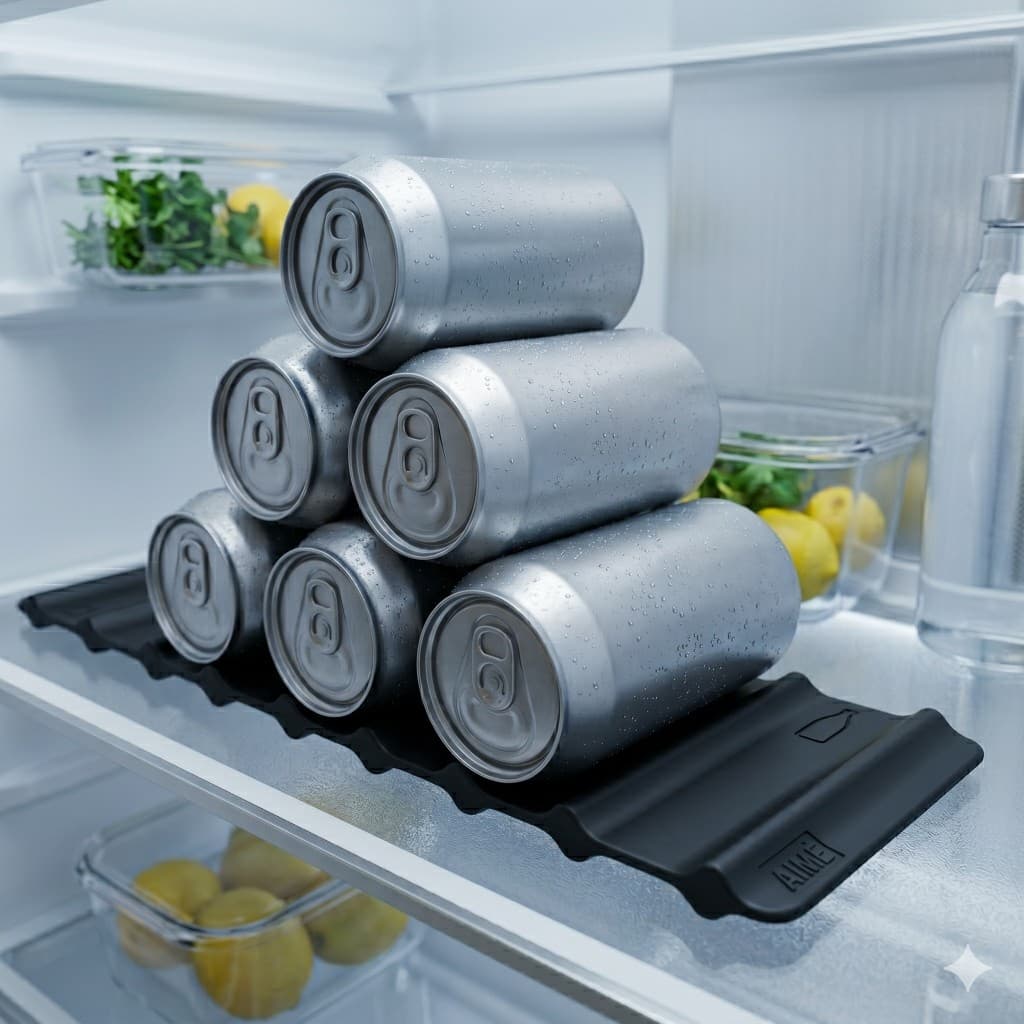 Organizador DUPLO-LADO Porta Latas Geladeira Suporte Para Garrafas Multiuso Armário Cozinha Antiderrapante