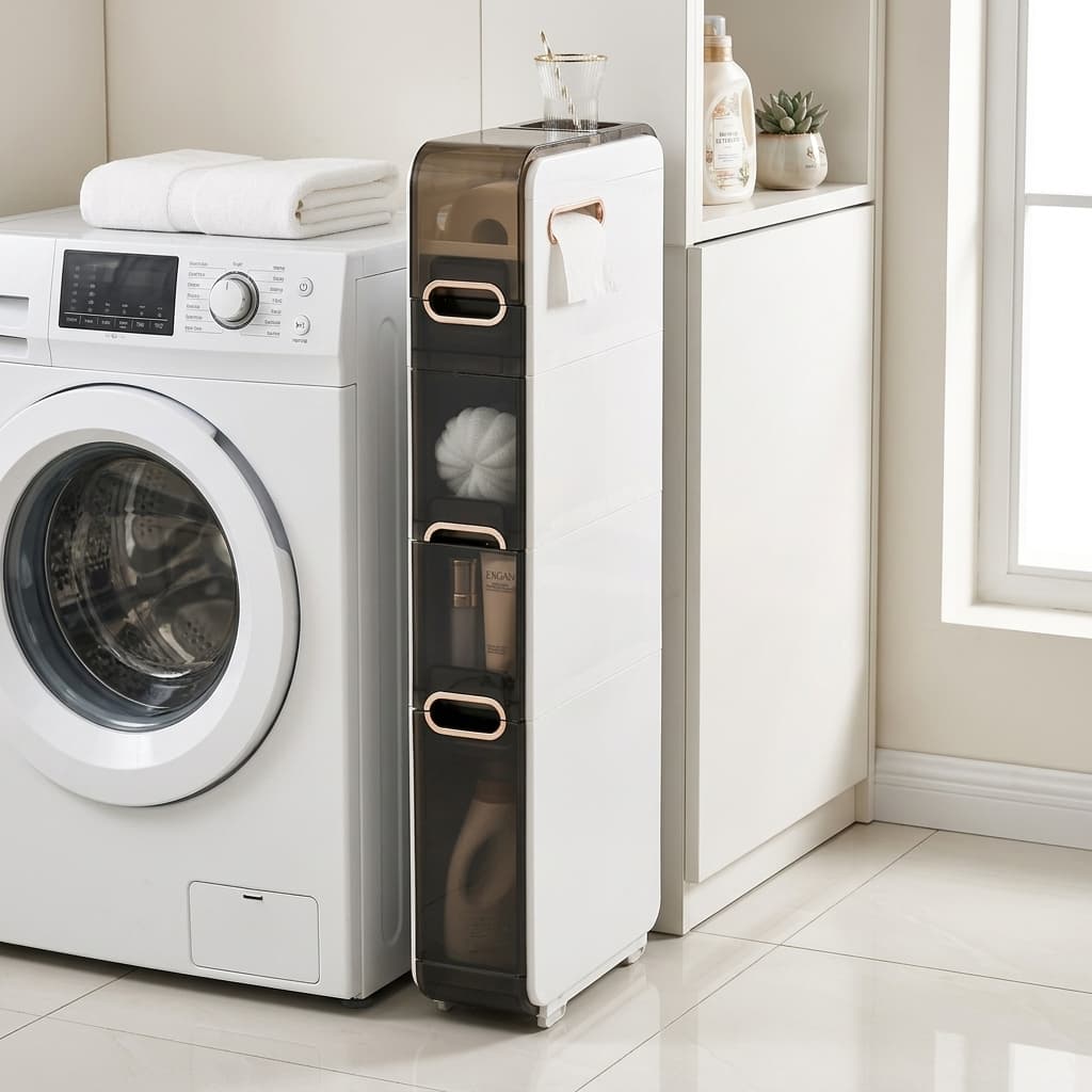 Gaveteiro Organizador Reto 96cm Altura Rodinhas Multiuso Banheiro Cozinha Quarto Estreito Slim