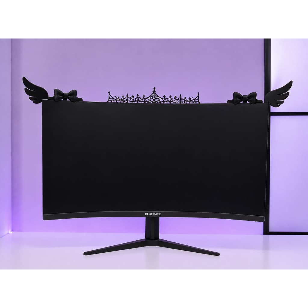 Kit Orelhinha Decorativo para Monitor com 2 Asinhas, 2 Lacinhos e 1 Coroa | Decoração para Setup Gamer e kwaii