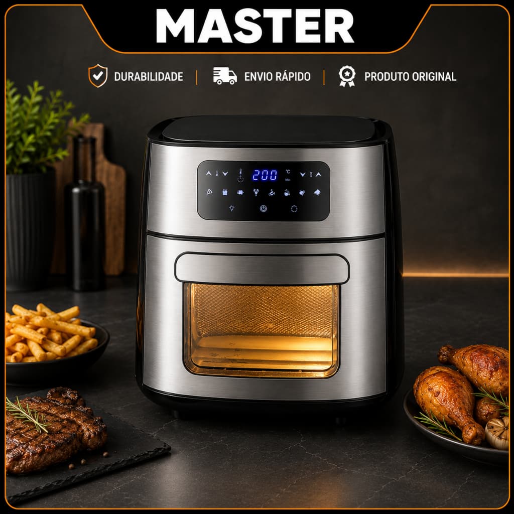 Fritadeira Elétrica Painel Digital  Air Fryer Antiaderente  Elétrica 1700W Desligamento Automático