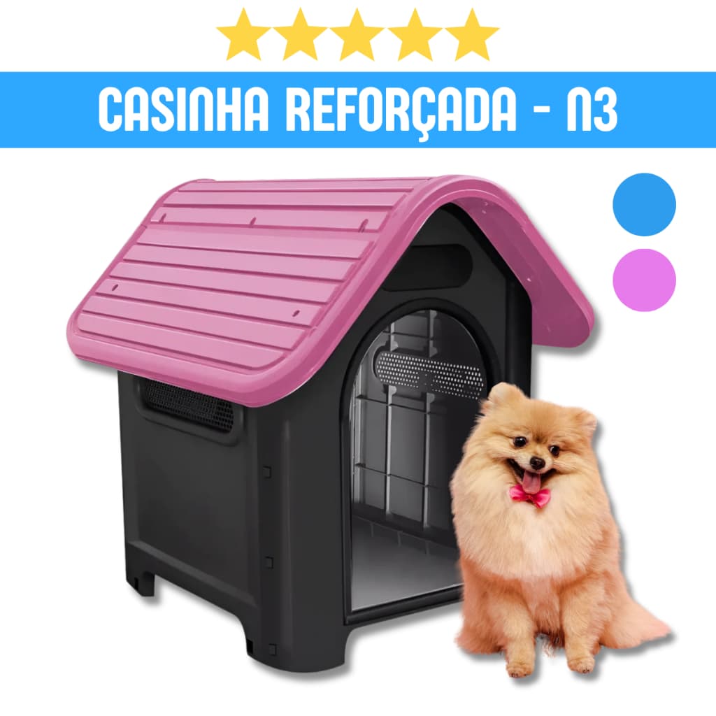 Casinha Plástica para Cães N3 | Pequena | Resistente para Cachorro Casa Apartamento | Dog Home Mec Pet