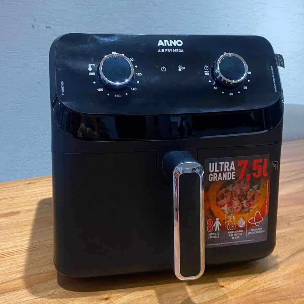 Fritadeira Elétrica Arno 7,5L Air Fryer Mega AFM7 Sem Óleo Antiaderente 1700w Preta 127v