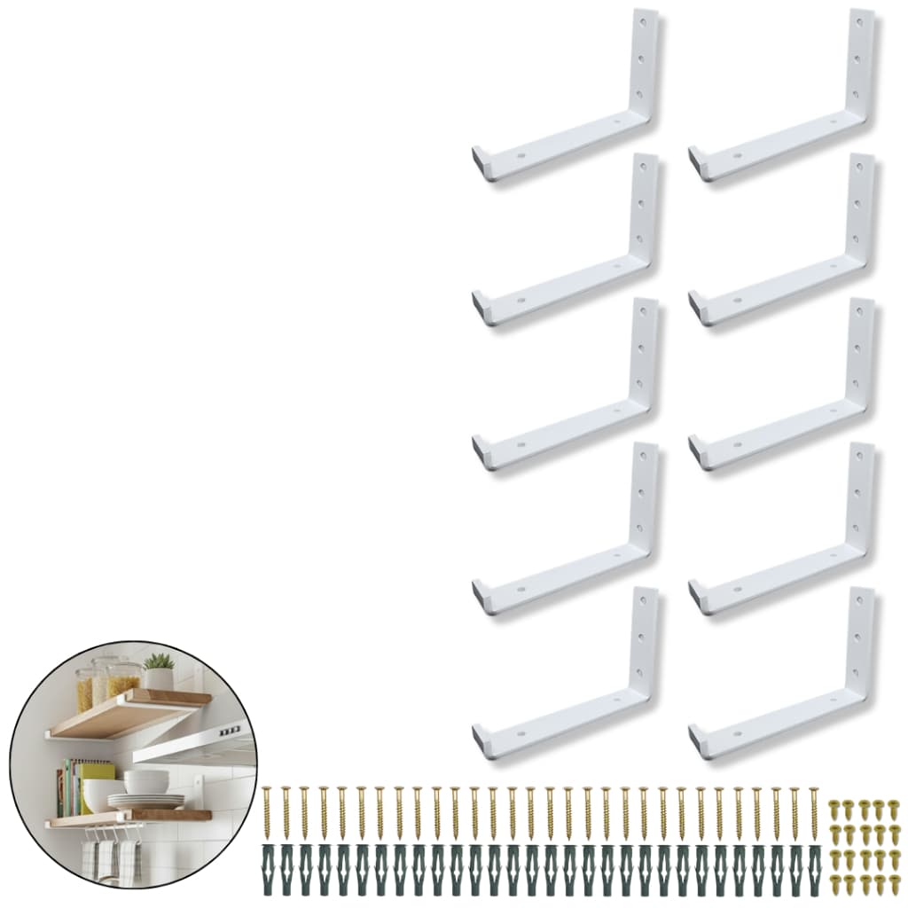 Kit 10 Suportes Para Prateleira 15cm Formato L De Parede Design Moderno Embutido Mão Francesa
