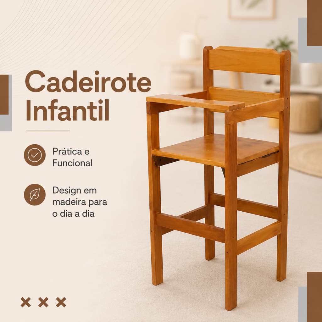 Cadeira Bebe Infantil Criança Cadeirão Cadeirote de Madeira Refeição Restaurante Alimentação