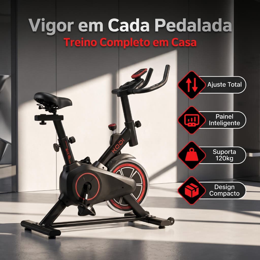 Bicicleta Spinning Ergométrica para Casa com Monitor Digital, Suporta até 120 kg