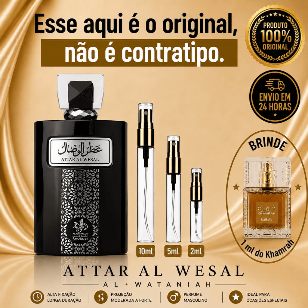 Attar Al Wesal Perfume Árabe Feminino - 100% ORIGINAL - Importado -Alta Fixação - Alta Projeção - Aromático / Lavanda