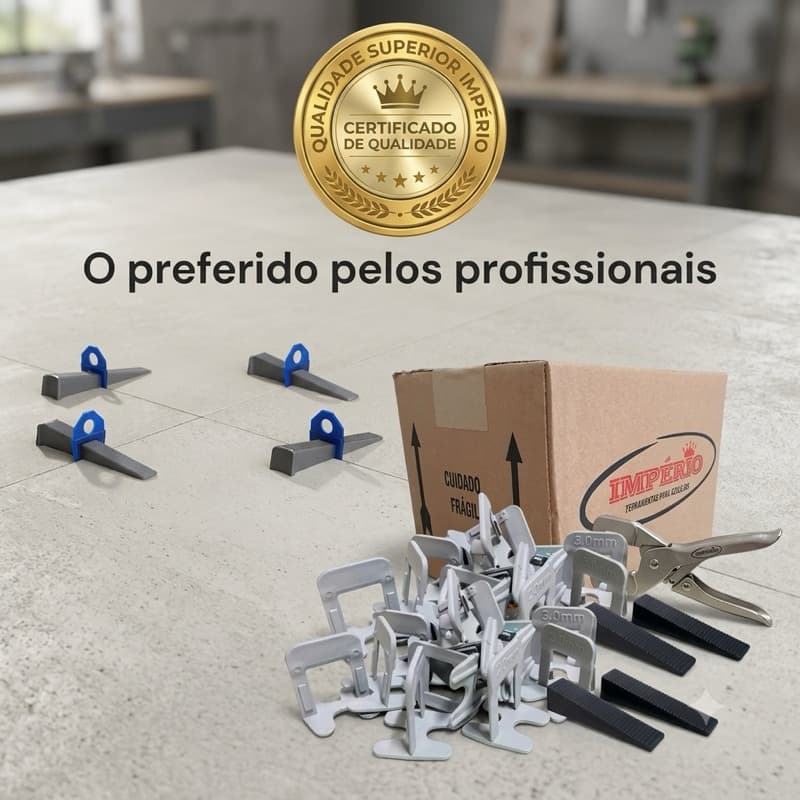 Caixa 1000 Espaçador Nivelador Piso + 120 Cunhas Linha Slim  Junta Nivelamento Espaçador  Porcelanato