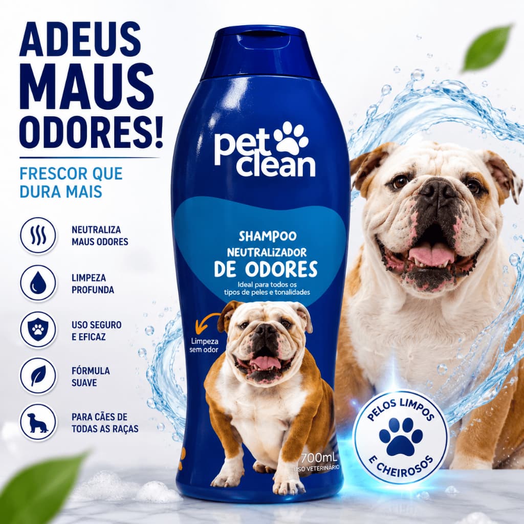 Shampoo Neutralizador de Odores Pet Clean 700ml para Cães e Gatos