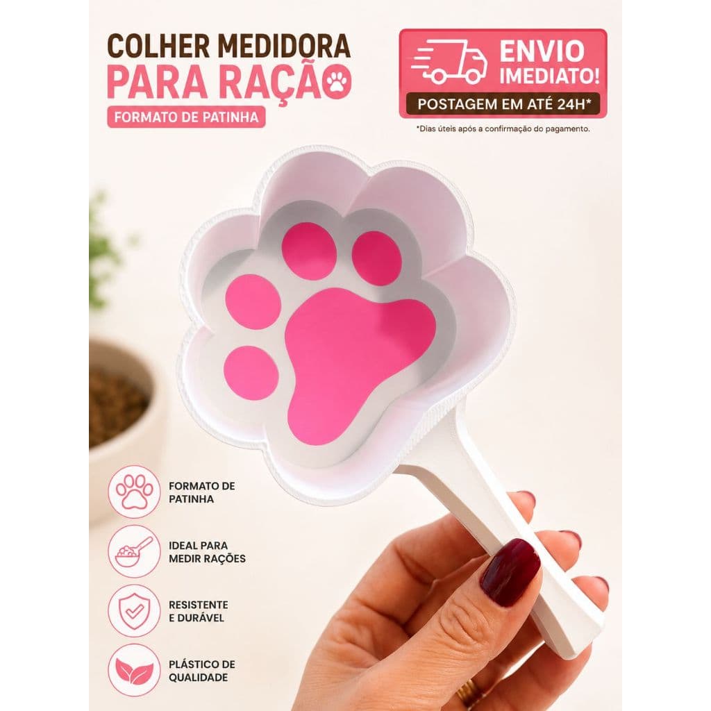 Colher de Ração para gato cachorro pet Concha Pegador Dosador Dispenser Pá de ração em formato de pata