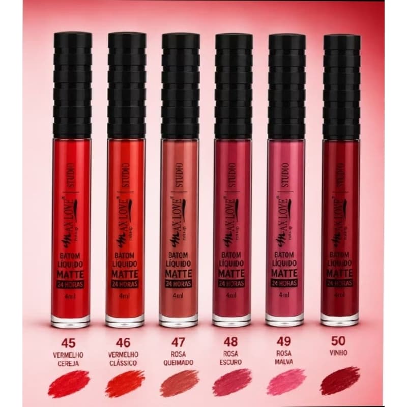 Batom Líquido Matte Max Love 24h - 4ml, Alta Fixação, Não Transfere, Textura Cremosa