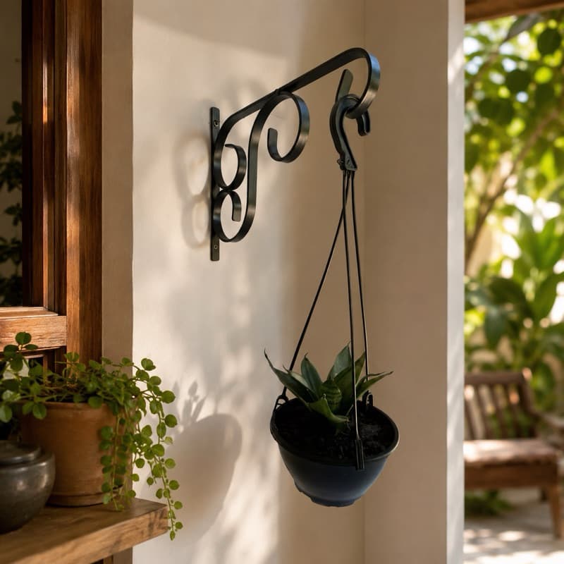 04 Gancho Suporte Mão Francesa Colonial 25cm em Ferro – Suporte Decorativo para Vasos, Plantas e Prateleiras
