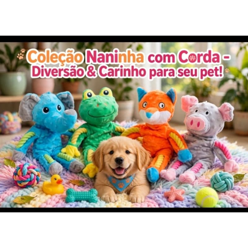 Brinquedo Pet Pelúcia Grande 38CM para Cachorro, tipo naninha com Dental Bone ideal para cachorros de todos os portes