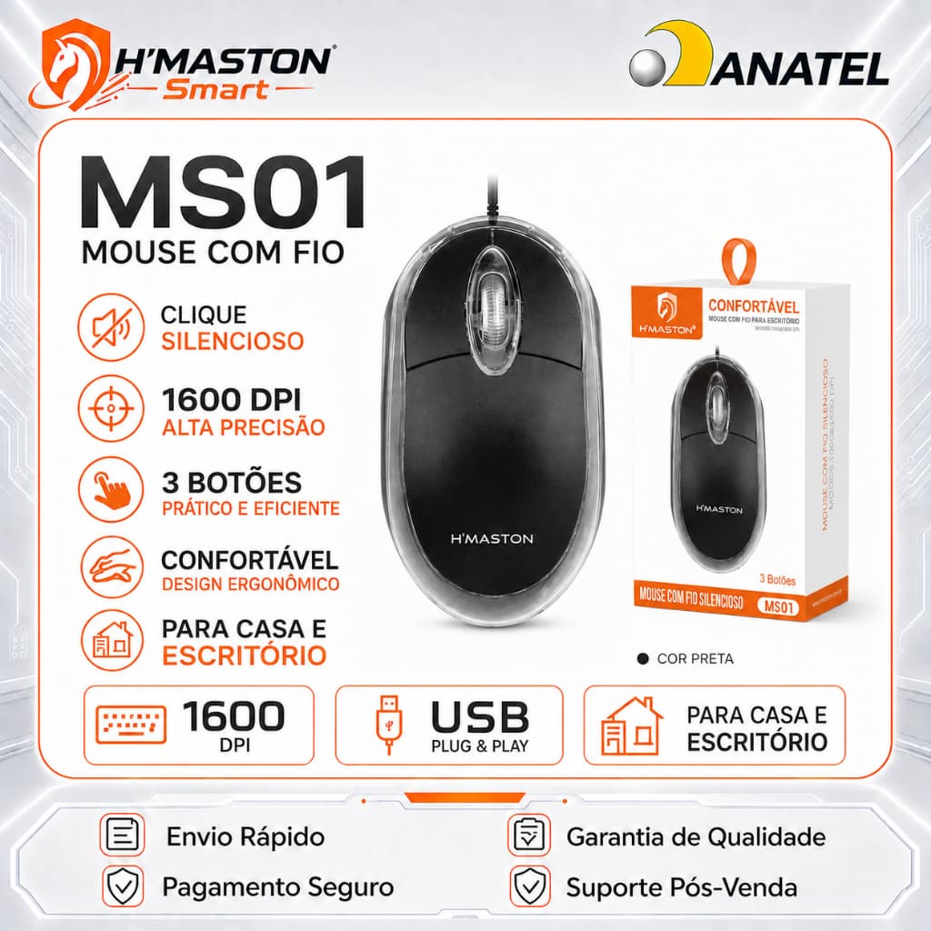 H'Maston MS01 Mouse Com Fio Mause Mouse Gamer Com Fio Mouse Com Fio Para Notebook Mouse Barato Mouse Usb
