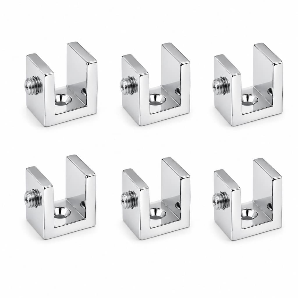 Kit 6 Suportes Fenda para Prateleira de Vidro 6mm Cromado Metal 1 Furo Parede