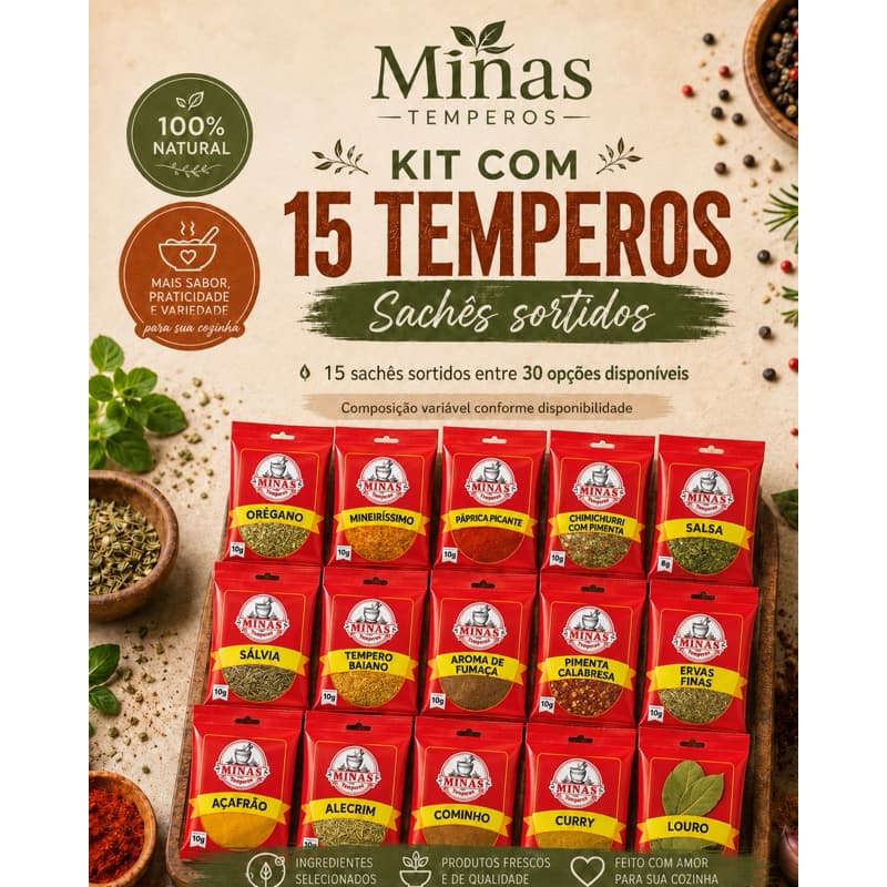 KIT 15 TEMPEROS NATURAIS - MINAS TEMPEROS