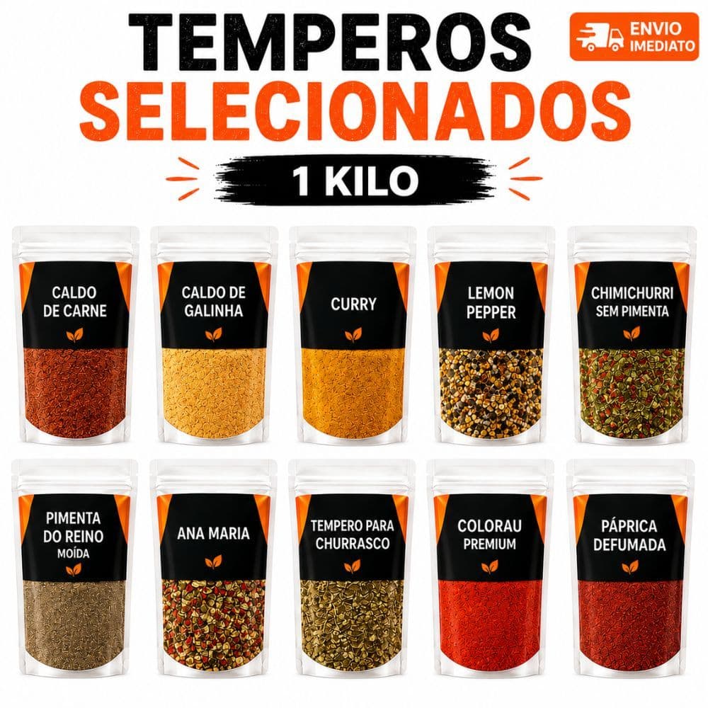 Super Kit 1Kg Temperos Condimentos Naturais Sem Conservantes Premium Completo Para Sua Cozinha Caseiro