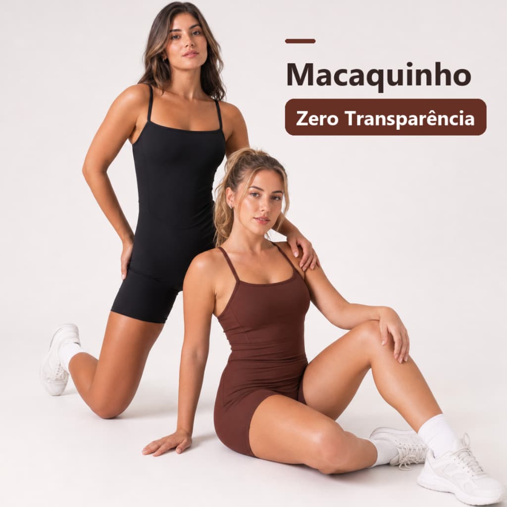 Macaquinho Feminino Academia De Alcinha Fitness Zero Transparência Suplex Premium Modela Corpo
