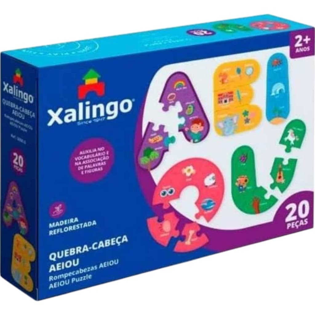 Quebra-cabeça AEIOU - 20 peças - Vogais -jogo educativo - brinquedo educativo - brinquedo infantil - Xalingo