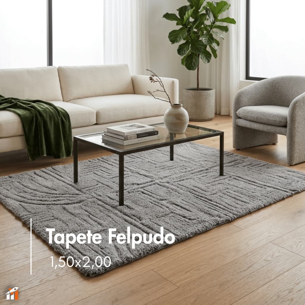 Tapete Felpudo 1,50x2,00 Sala Quarto Antiderrapante Macio Decorativo Premium - DDD Variedades