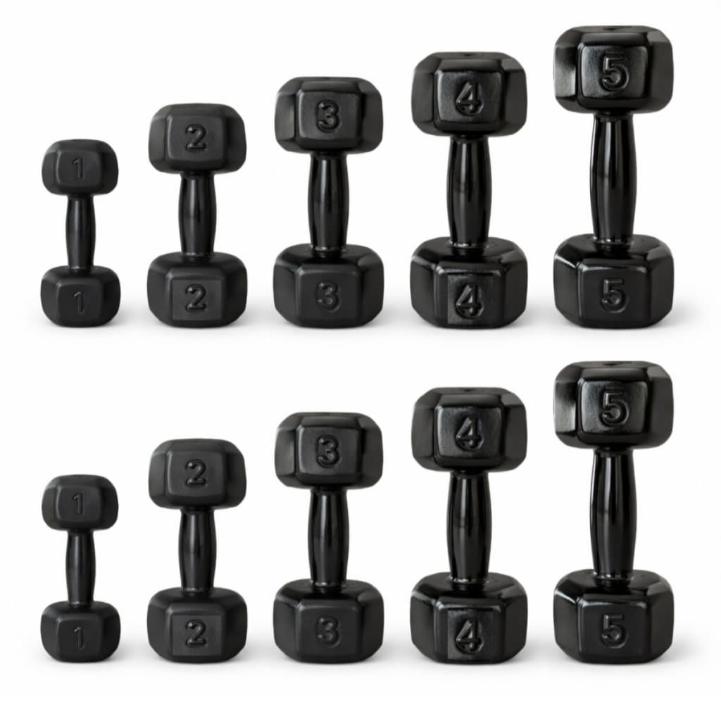 Kit 2 Halter 1Kg + 2Kg + 3Kg + 4Kg + 5Kg (Par) Musculação Academia Treino Peso Fitness Gym Exercícios Ferduor Físicos