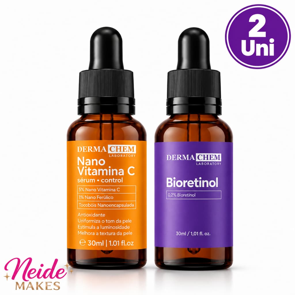 Kit vitamina C Sérum Nano Control + Sérum Bioretinol Redução de Rugas Dermachem