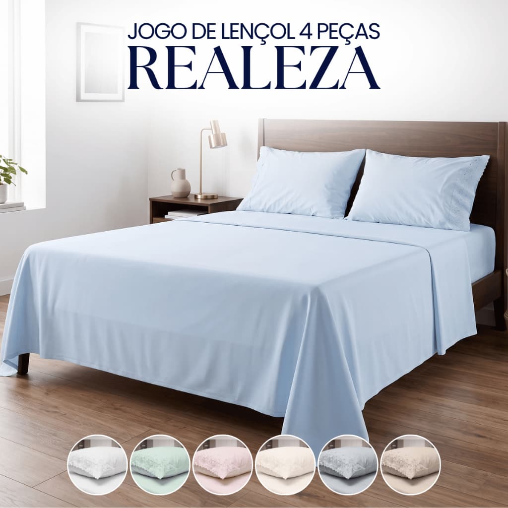 Jogo De Lençol Realeza 3 e 4 peças Bordado Solteiro, Casal, Queen e King Macio 200 Fios Toque Suave