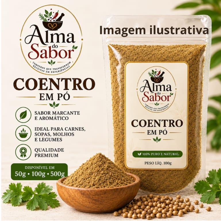 Coentro em Pó – Tempero Natural e Aromático para Carnes, Feijão, Sopas e Molhos