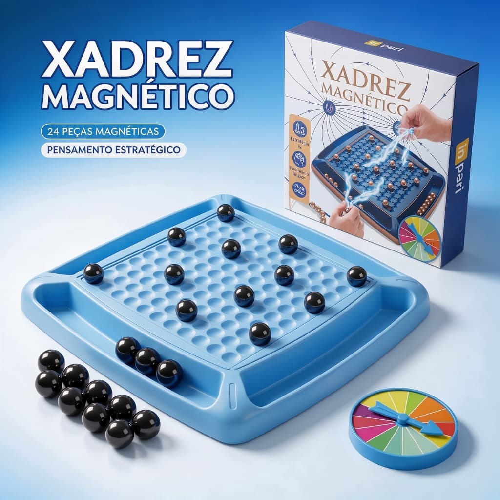 Jogo de Xadrez Magnético com Esferas e Ímã, Tabuleiro Educacional Infantil Lógica e Estratégia, Brinquedo de Família