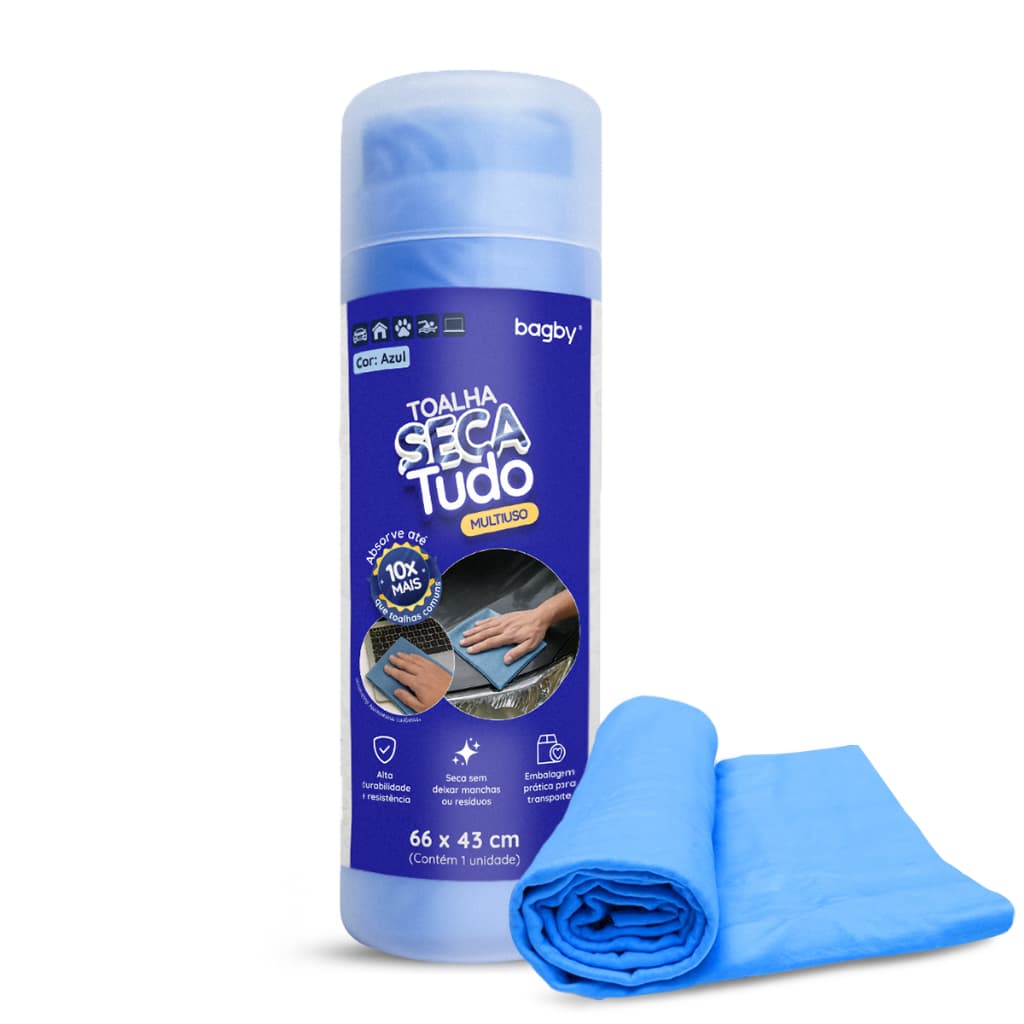 Toalha Mágica Seca Tudo Multiuso 66 x 43 cm - PVA Ultra Absorção para Carros, Móveis, Eletrônicos - Bagby