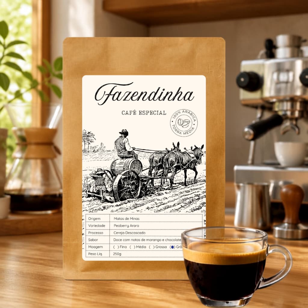 Café em Grãos Especial 250g | 85 Pontos | 100% Arábica  | Morango e Chocolate | Torra Fresca | Microlote Moca Peaberry