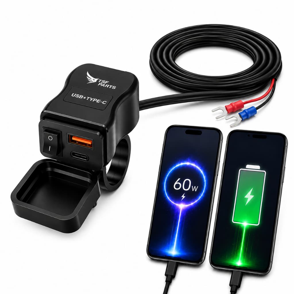 Carregador De Celular Para Moto 60w Usb 3.0 Turbo À Prova D'Agua Usb C Carregamento Ultra Rápido