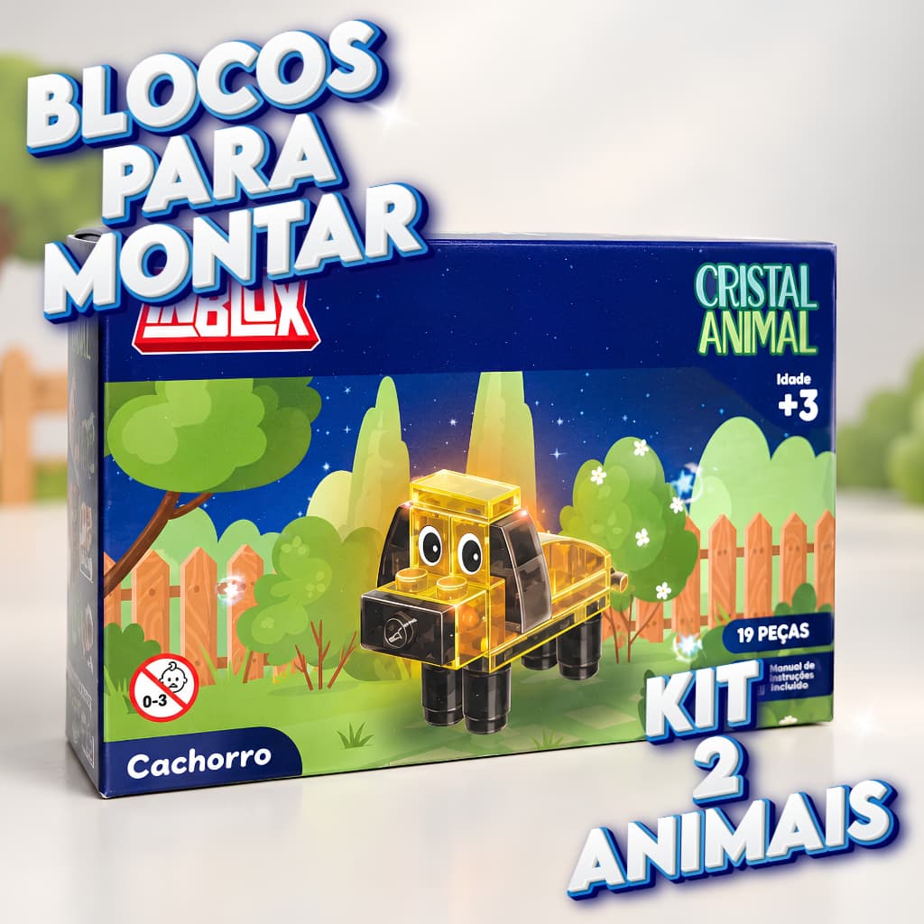 Bloquinhos De Montar Animais Kit Com 2 Brinquedo Educativo Menino Menina Estilo ROBLOX Lego Inblox
