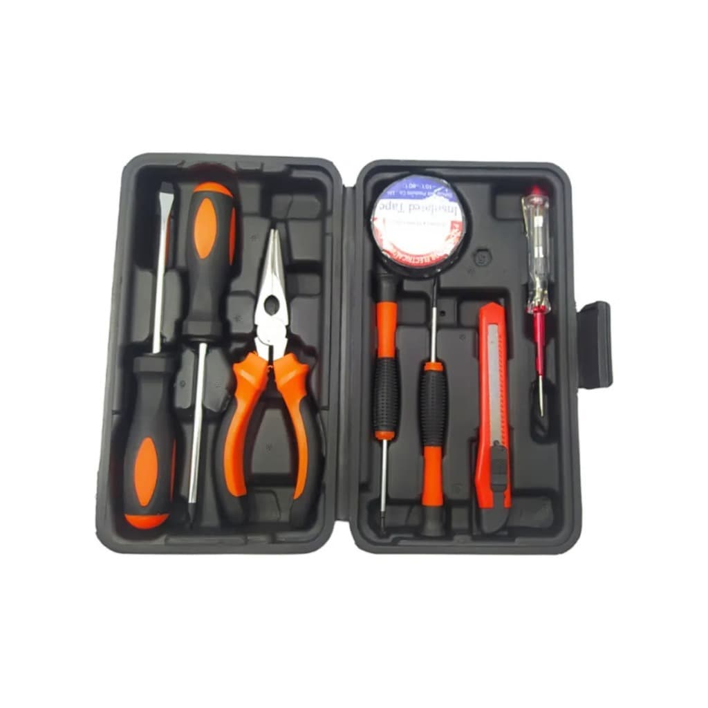 Maleta De Ferramentas Essenciais Com 9 Peças Kit Jogo Completo Para Casa Reparos Manutenção