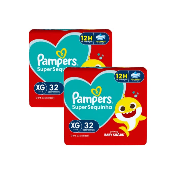 Kit 2 Pacotes Fralda Pampers SuperSequinha XG 32un - Total 64unidades