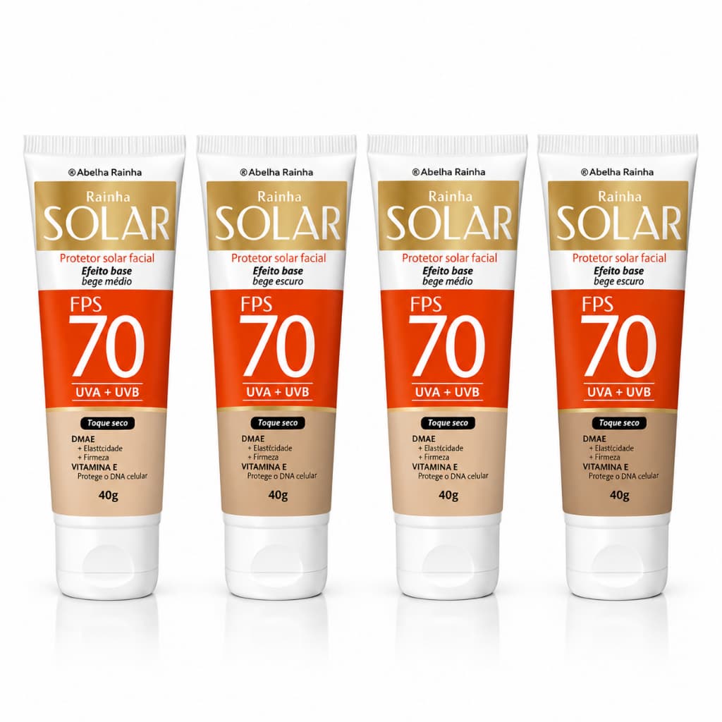 Protetor Solar Facial Rainha Solar FPS 70 - Efeito Base Toque Seco 40g