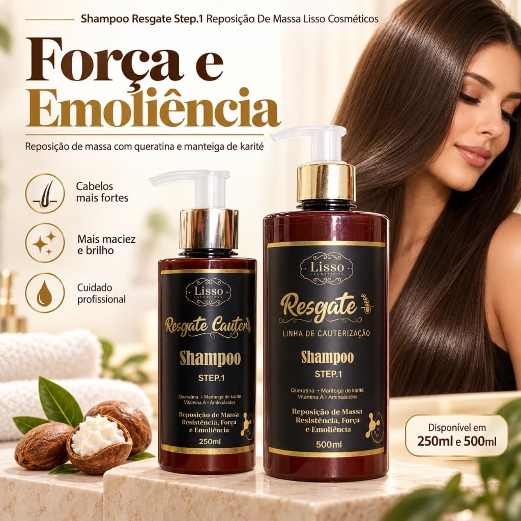 Shampoo Hidratante Resgate Step.1 Reposição De Massa Capilar Lisso Cosméticos
