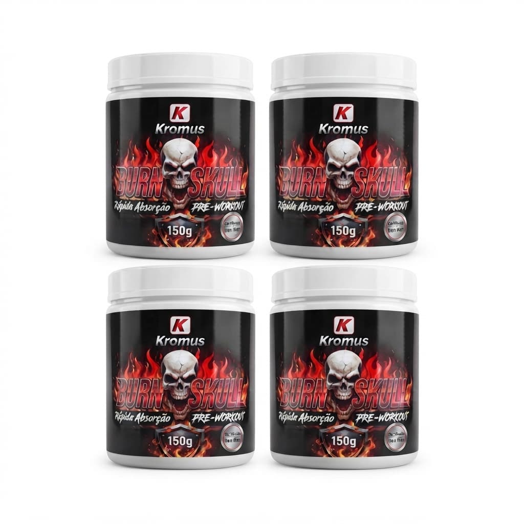 4x Burn Skull Kromus 150g Pré Treino Performance Pronta entrega - Kromus Suplementos