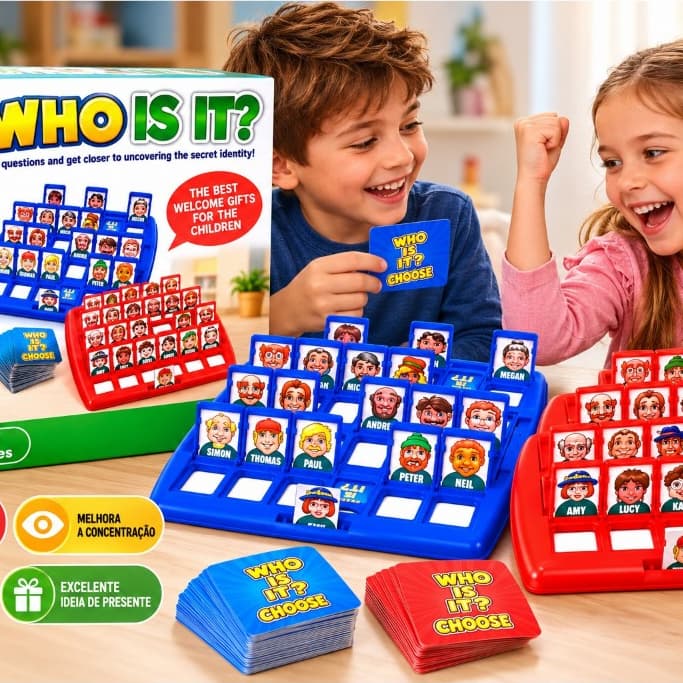 JOGO TABULEIRO RACIOCINIO - QUEM SOU EU? – DESAFIO DE PERGUNTAS E DIVERSÃO EM FAMÍLIA!