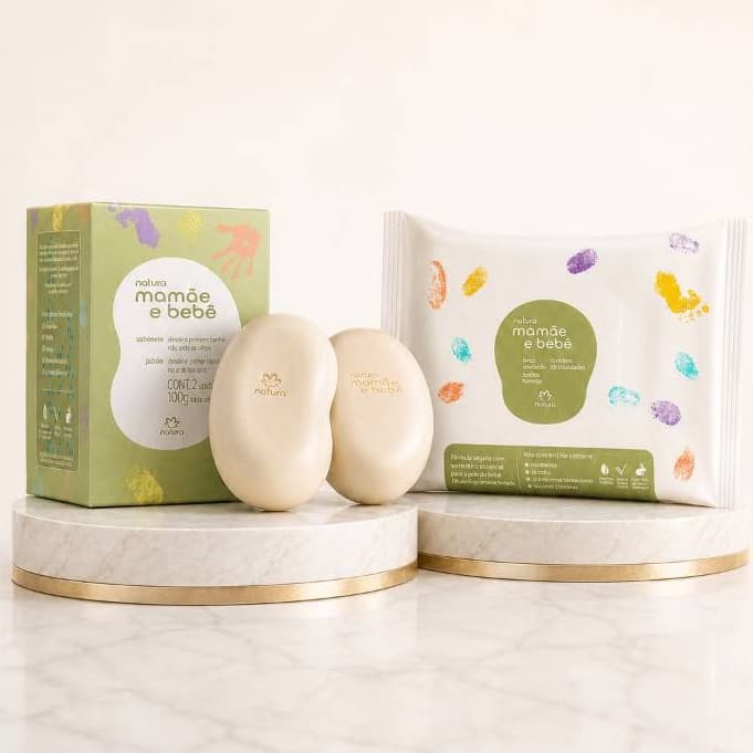 Kit Mamãe e Bebê Natura – Sabonete 100g (2 un) + Lenços Umedecidos 16 un Cuidado Suave para a Pele do Bebê