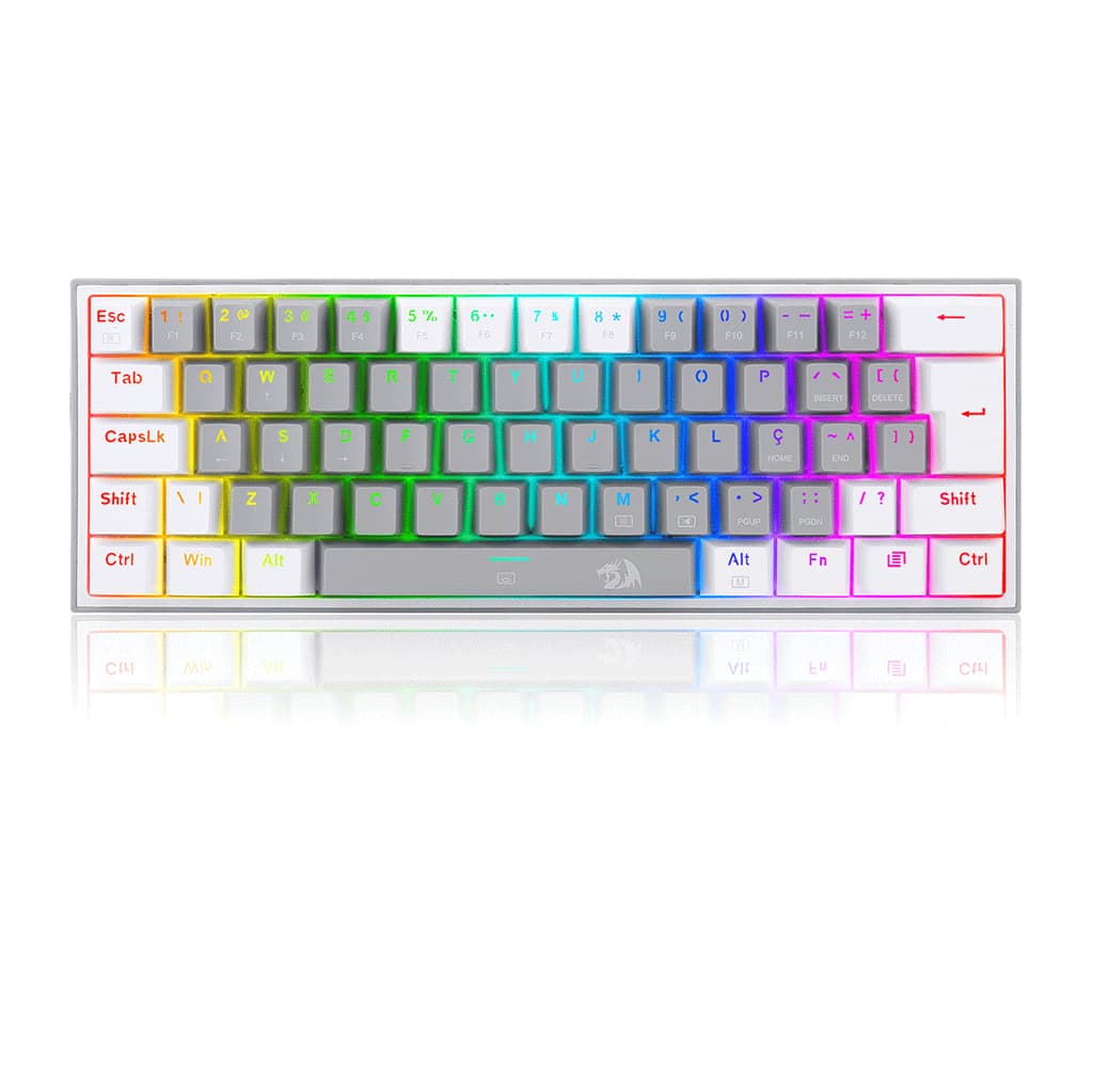 Teclado Mecânico Gamer Redragon Fizz K617-RGB-GW Outlet