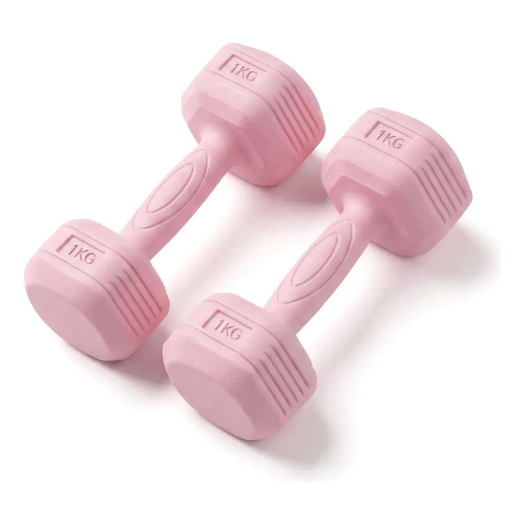 Par de Halteres 1kg Peso Emborrachado Sextavado Academia Treino
