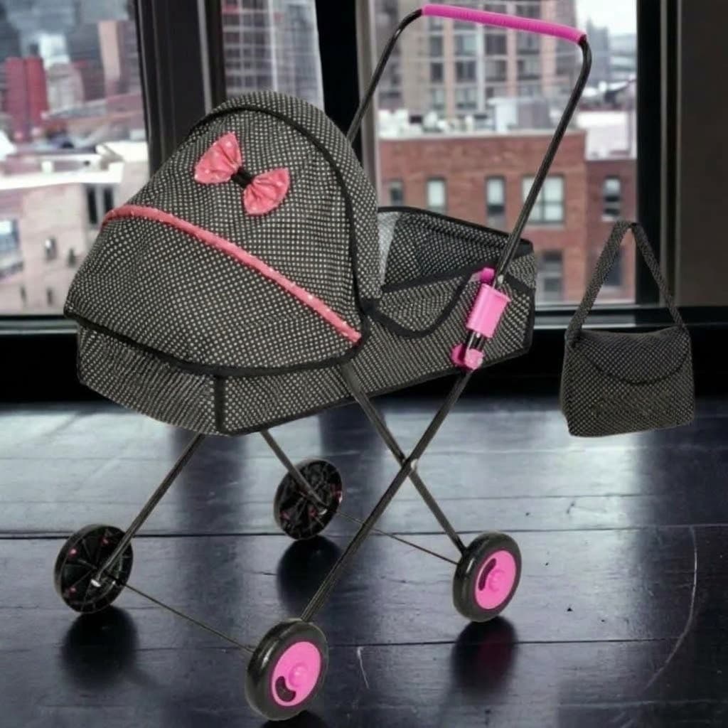 Carrinho de Boneca Xiquitinha Preto Bebê Reborn Milano C/ Mamadeira magic baby lih