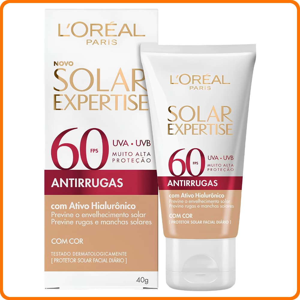 Protetor Solar Facial Com Cor e Antirrugas Loreal Paris Expertise FPS60 com 40g
