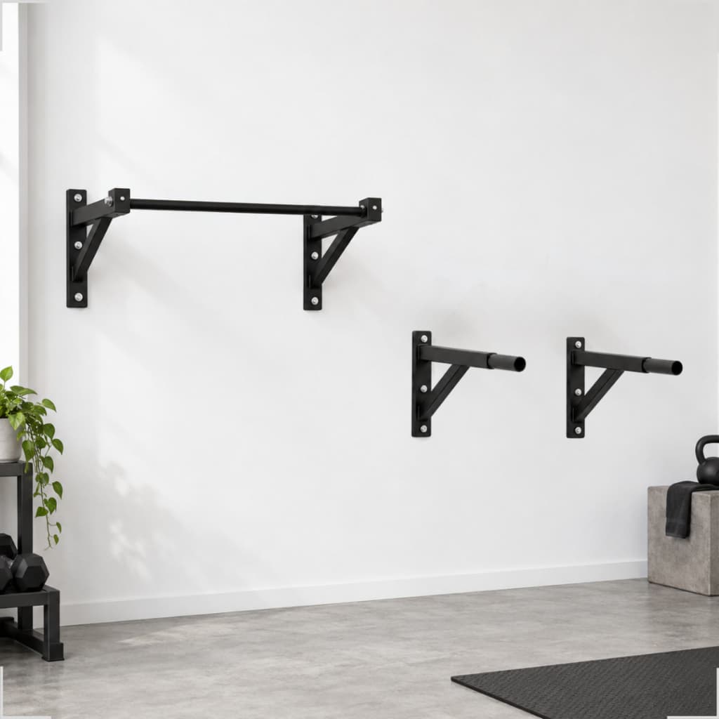 Kit 2 em 1 Barra Fixa + Barra Paralela de Parede Academia Musculação Calistenia Treino em Casa