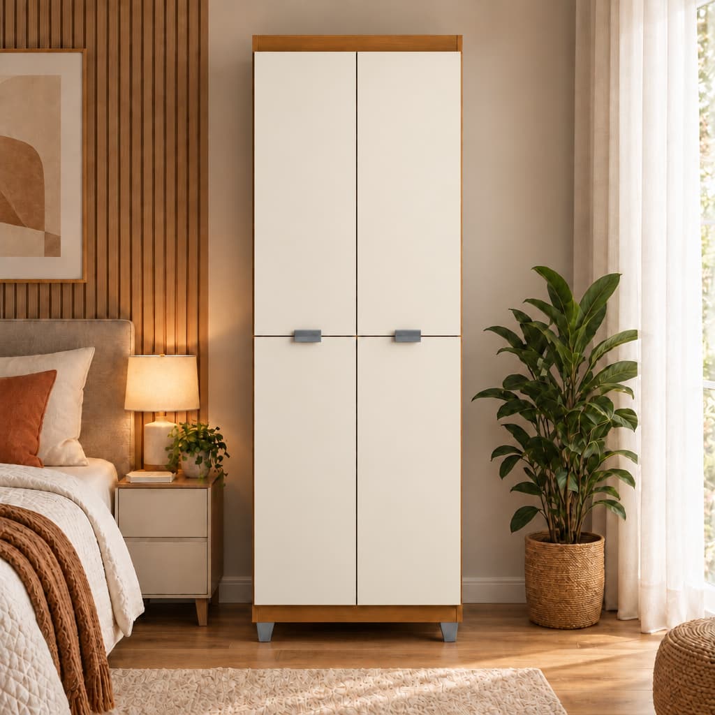 ENVIO FULL Armário Guarda Roupa Organizador Multiuso 4 Portas C/ 5 Prateleiras Cozinha Sala Escritório Lavanderia