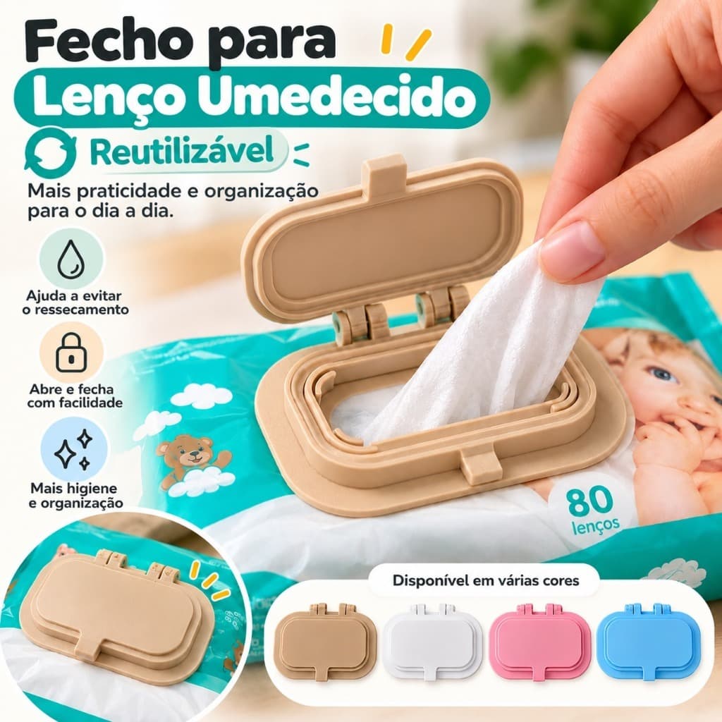 Tampa para Lenço Umedecido Reutilizável Umedecido Fecho para Pacote Bebê Higiene Prático