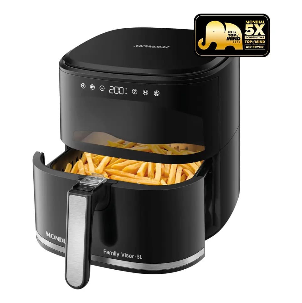 Air Fryer Mondial AF-50-DV 5L Digital Touch 2000W Preta - REEMBALADO