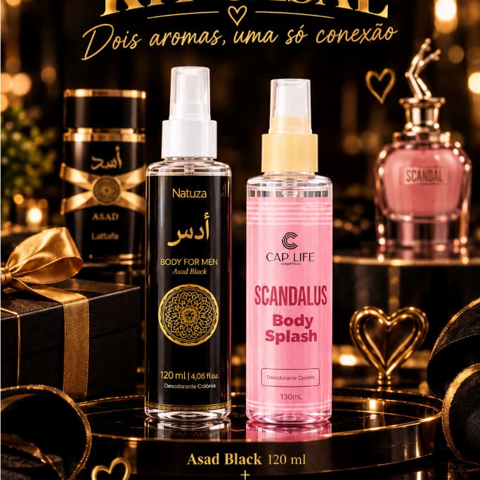 Kit casal body splash Masculino + Feminino, importados com essência concentrada, fixação